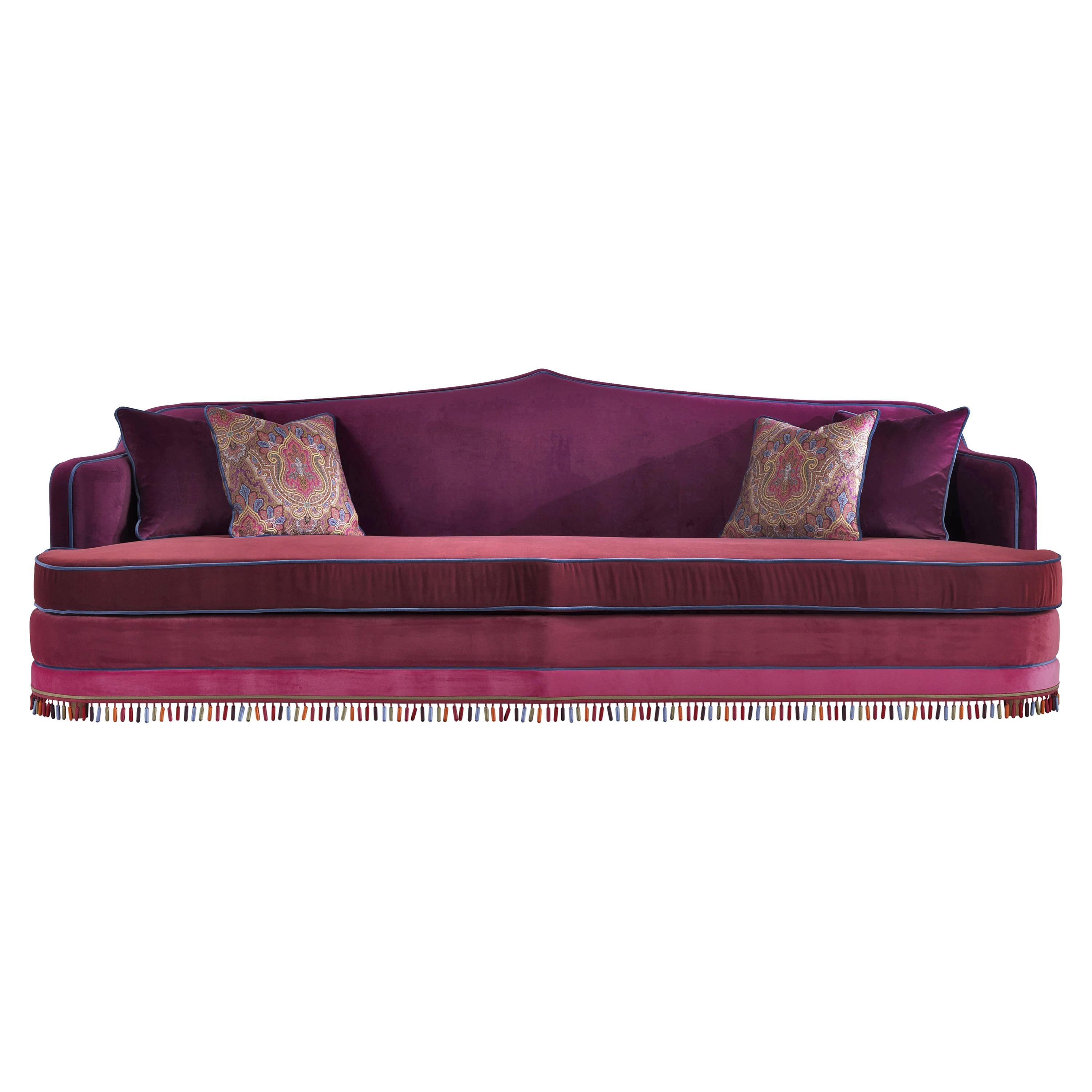 21st Century Amina 3-Seater Sofa in Velvet by Etro Home Interiors For Sale