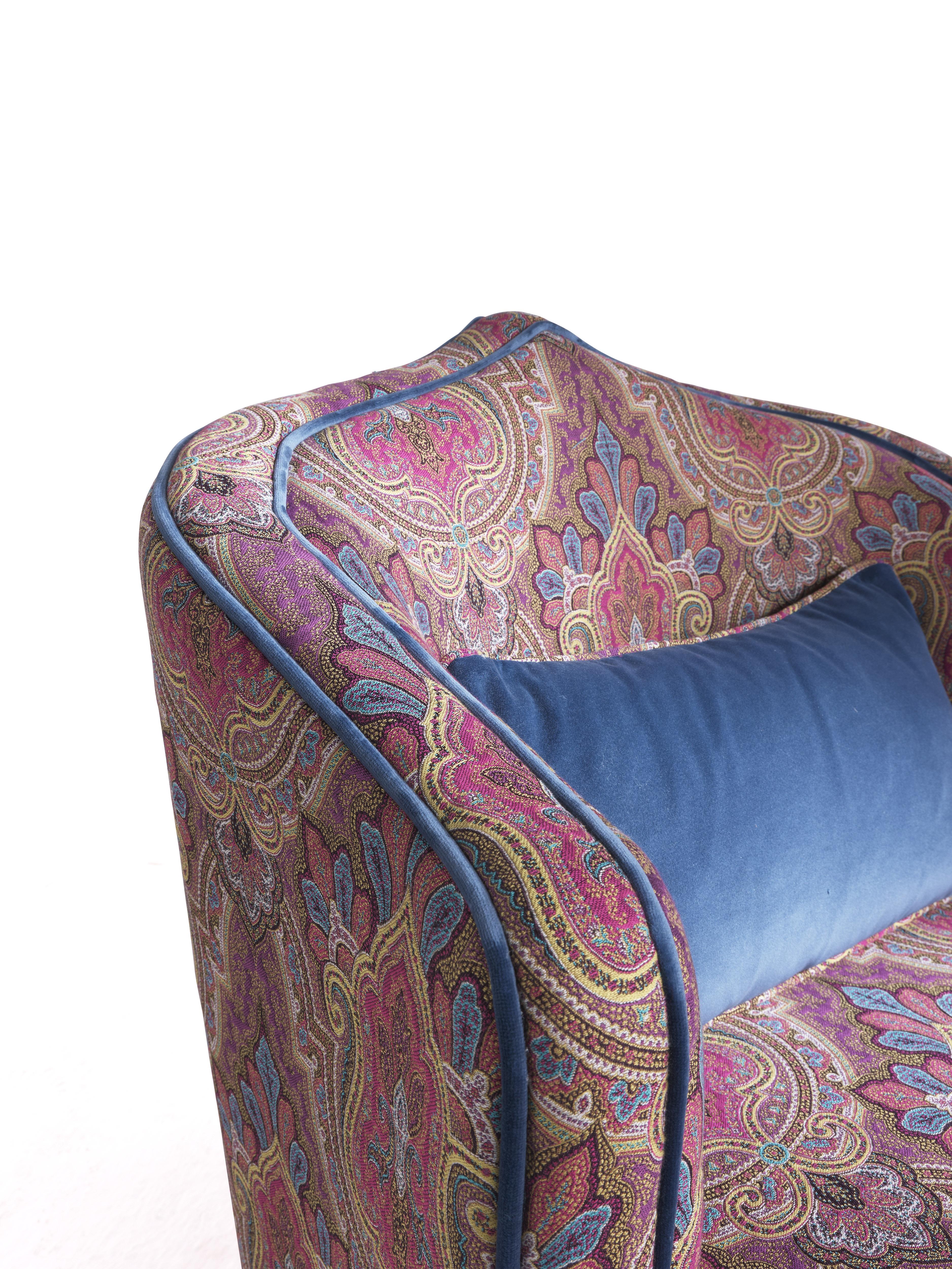 Italian 21st Century Amina Small Armchair in Fabric by Etro Home Interiors For Sale