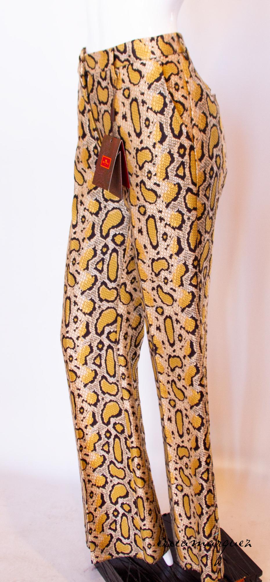 ETRO, High-Waisted, Bell-Bottom, Python Print Pants For Sale 7