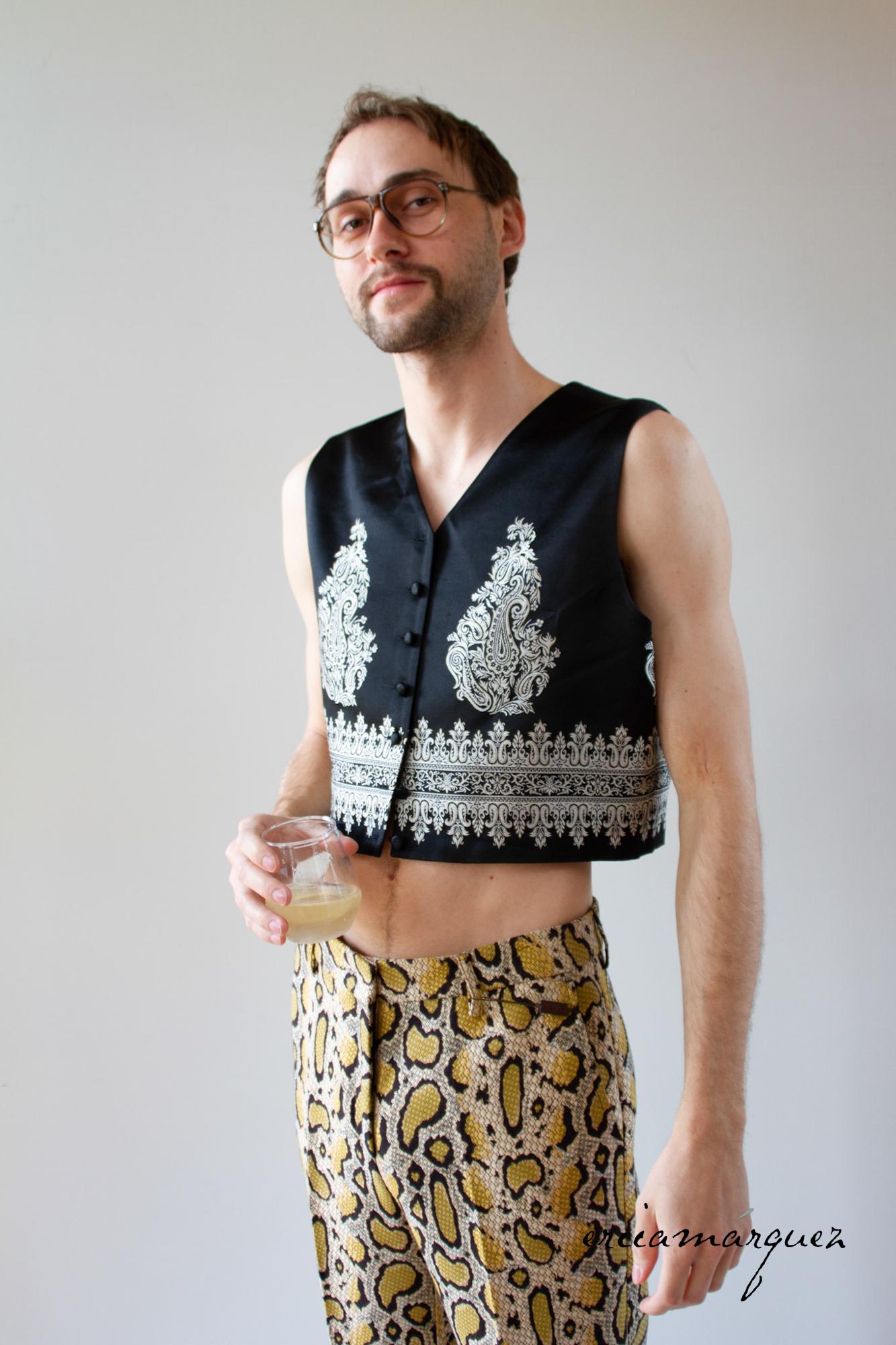 Women's or Men's ETRO, High-Waisted, Bell-Bottom, Python Print Pants For Sale