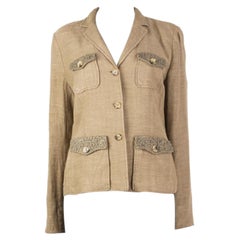 ETRO antique gold linen PATCH POCKET Blazer Jacket 49 XXL