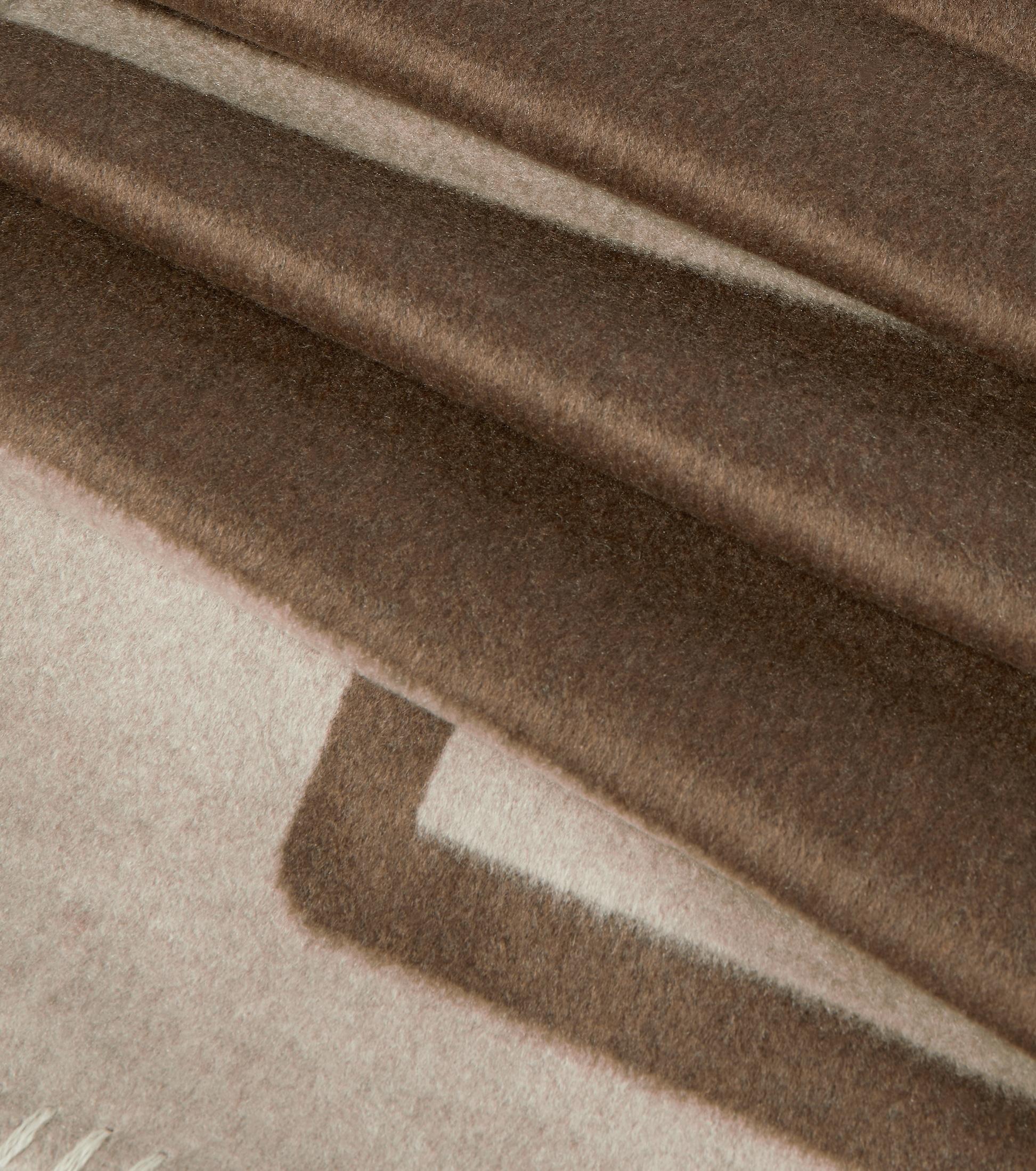 Habillez votre intérieur de l'esthétique rétro d'Etro, en commençant par ce plaid marron et beige. Confectionné dans un jacquard de soie douce, il présente un logo imprimé surdimensionné et des surpiqûres blanches contrastantes le long de ses bords