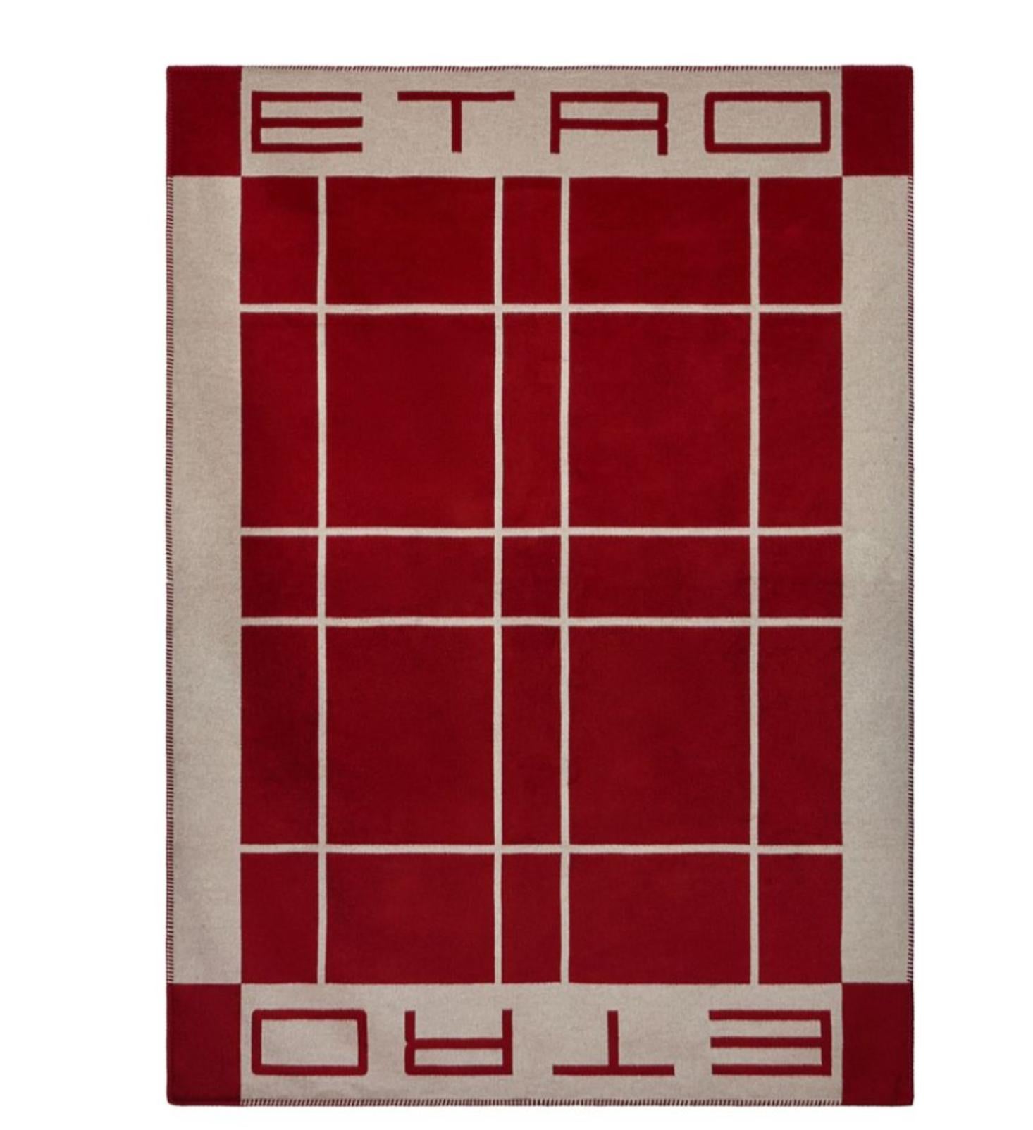 Etro Bani Silk Throw, Deep Red, New in Box, Italy  For Sale