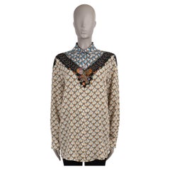 ETRO beige & blue silk 2023 FLORALIA CREPE Blouse Shirt 40 S