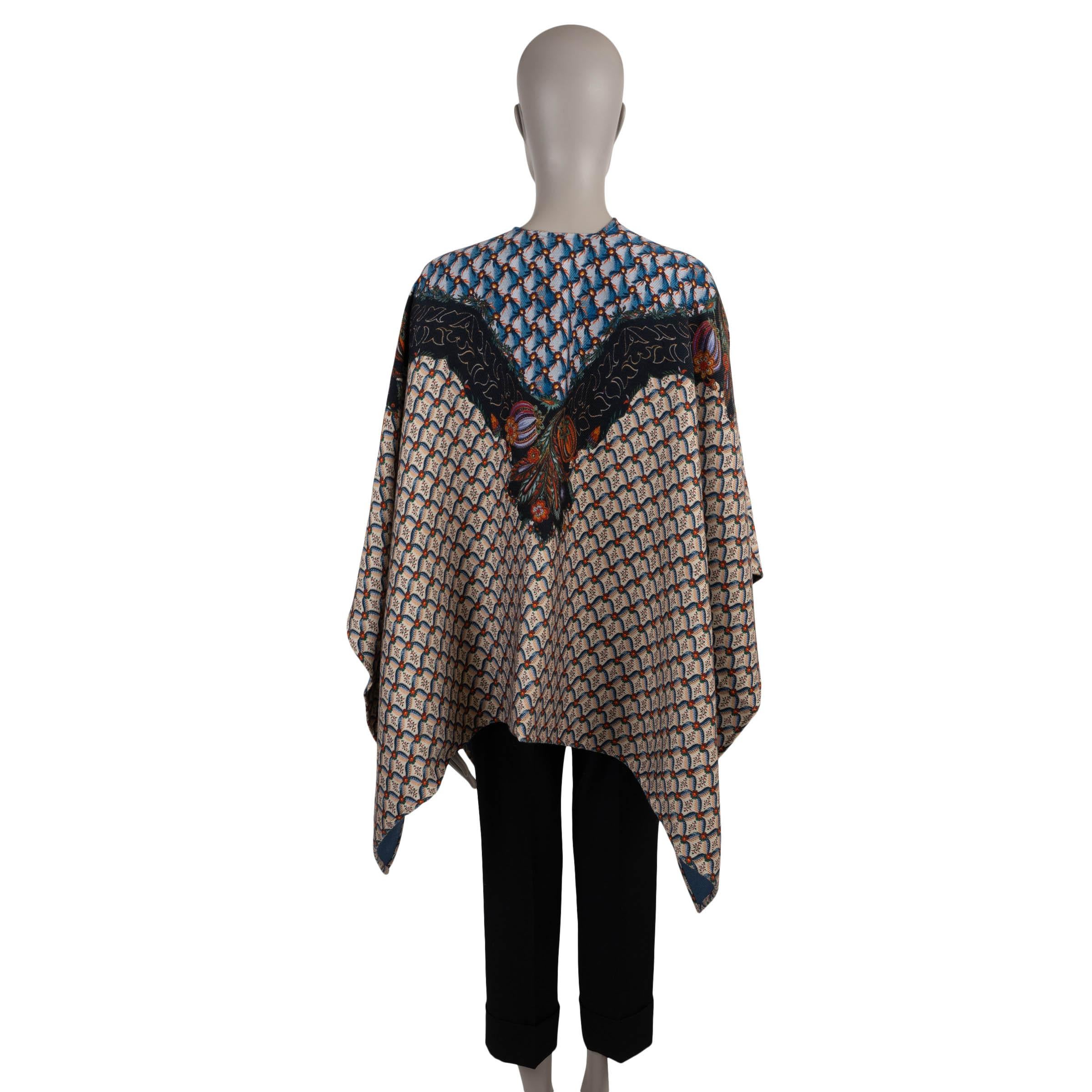 Gray ETRO beige & blue wool 2023 FLORALIA TWILL CAPE Jacket One Size For Sale