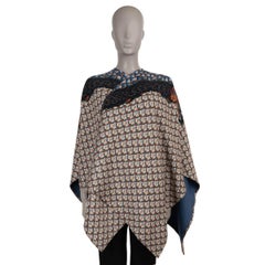 ETRO beige & blue wool 2023 FLORALIA TWILL CAPE Jacket One Size