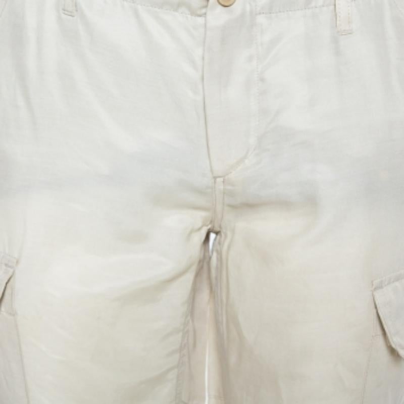 Women's Etro Beige Cupro Cargo Trousers M For Sale