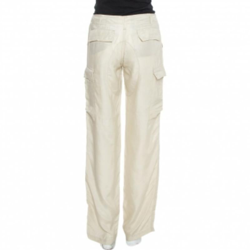Etro Beige Cupro Cargo Trousers M For Sale 1