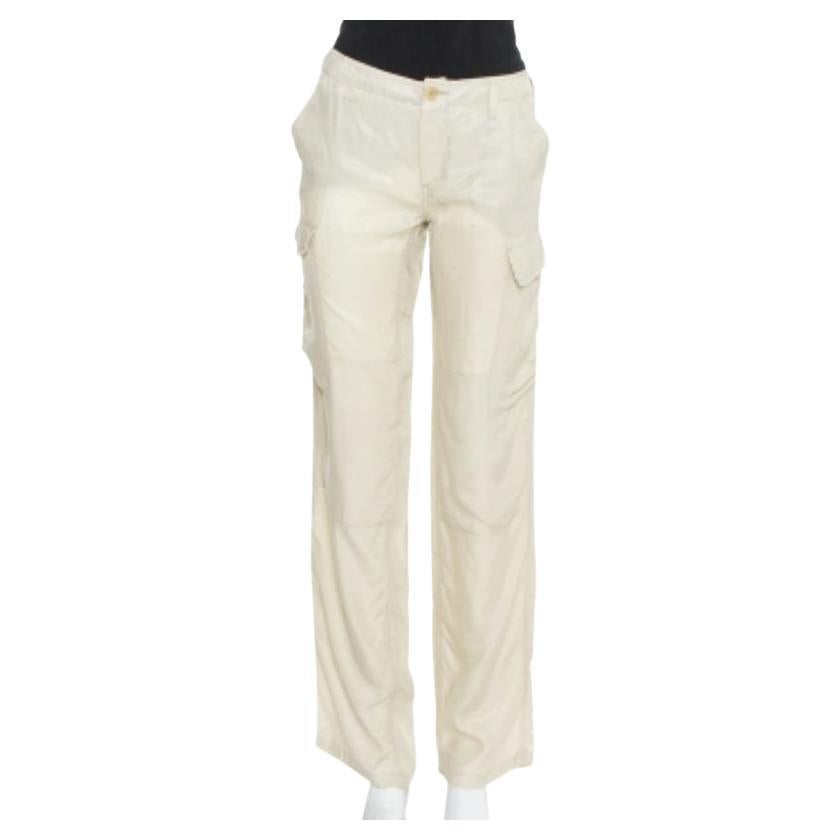 Etro Beige Cupro Cargo Trousers M For Sale