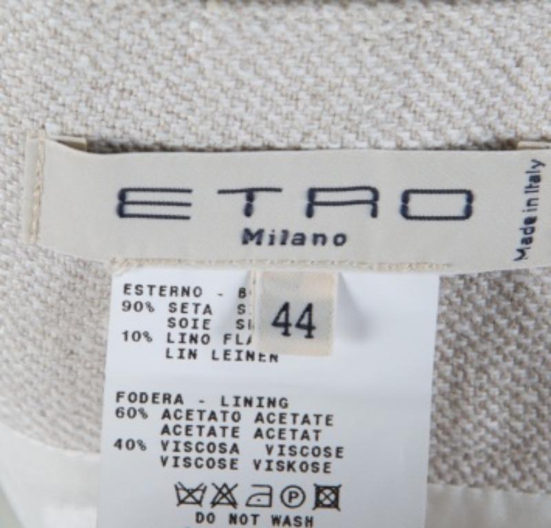Etro Beige Seda Lino Paisley Impreso Falda M en venta 1