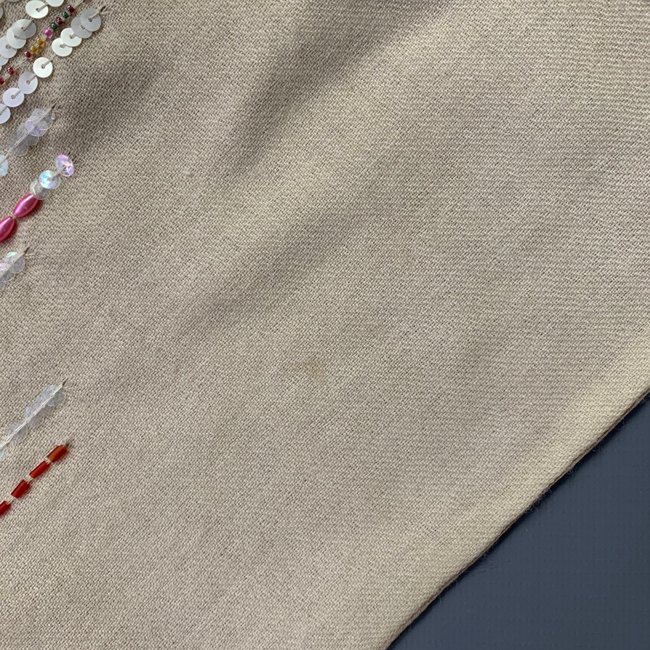 Men's ETRO Beige Multi Color Beaded Leather Wool Silk Sequined Scarf For Sale