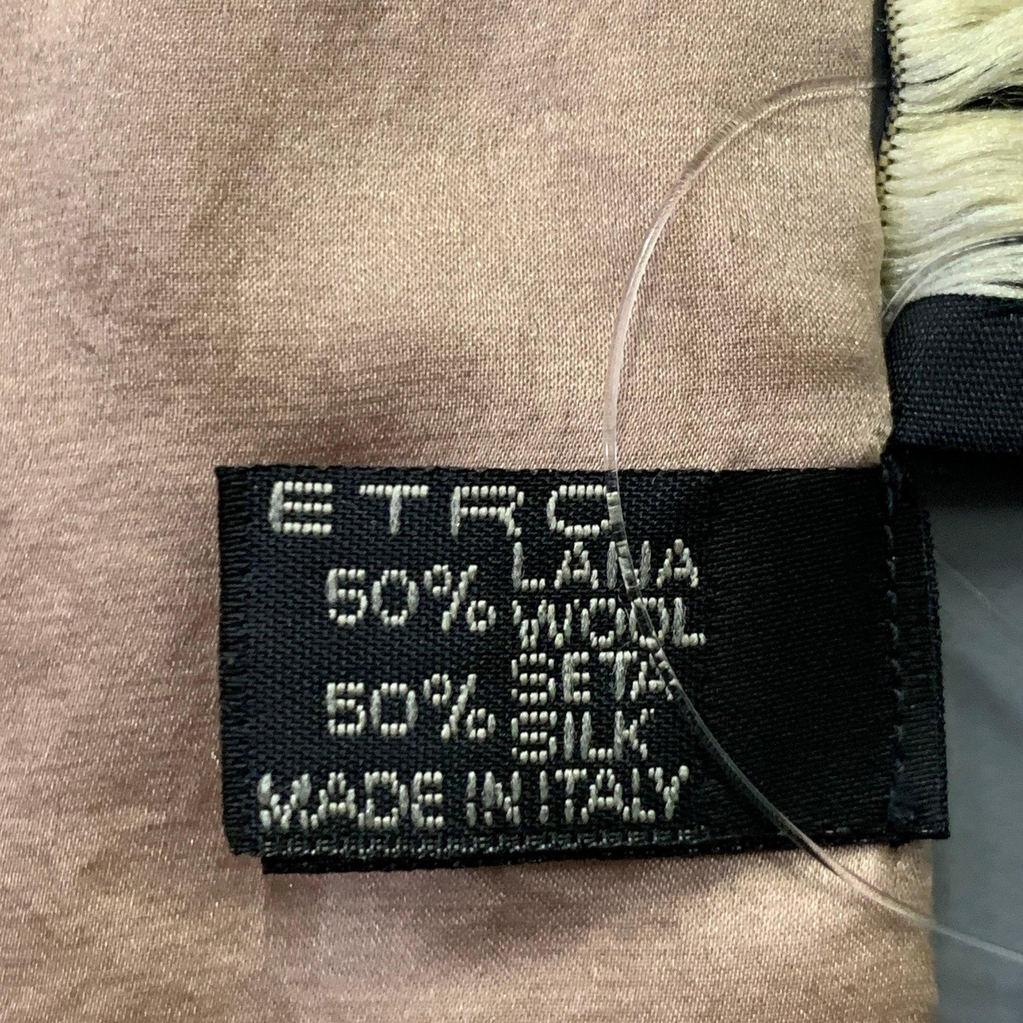 ETRO Beige Multi Color Beaded Leather Wool Silk Sequined Scarf For Sale 2