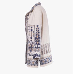 Etro Beige & Marineblaue Jacquard-Jacke im Ethno-Stil - 20er Jahre
