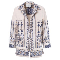 Etro Beige & Marineblaue Jacquard-Jacke im Ethno-Stil - 20er Jahre