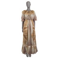 ETRO beige ochre silk chiffon 2016 PAISLEY MAXI Dress 40 S