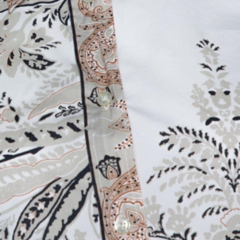 Etro Camisa de manga larga de algodón elástico con estampado de cachemira beige M Beige en venta
