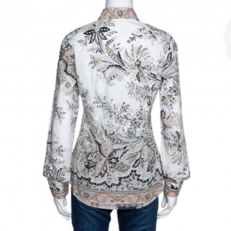 De las mujeres Etro Camisa de manga larga de algodón elástico con estampado de cachemira beige M en venta
