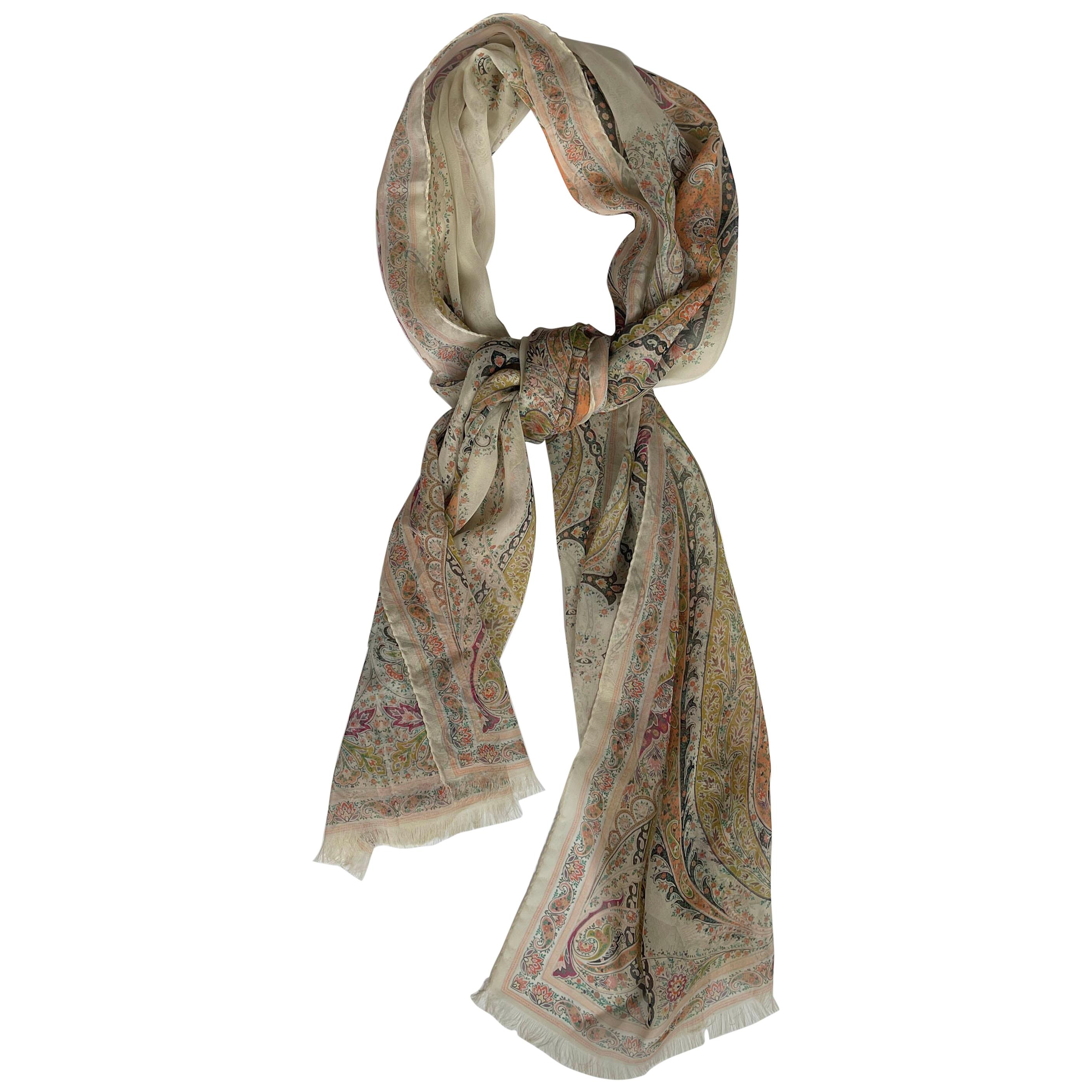 Save 11% Etro Cashmere Graphic Printed Frayed Scarf in Orange Womens Scarves and mufflers Etro Scarves and mufflers 