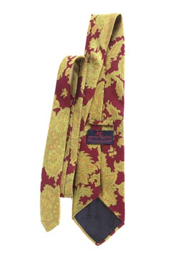 Etro Beige Red Silk Floral Tie Vintage 90s