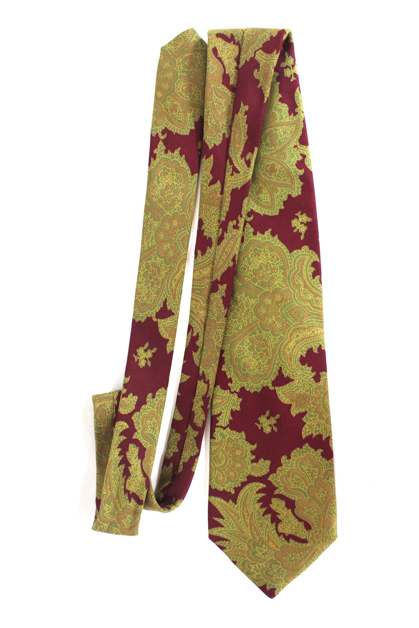 Etro Beige Red Silk Floral Tie Vintage 90s Pour hommes en vente