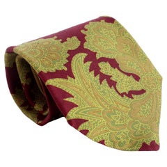 Etro Beige Red Silk Floral Tie Vintage 90s