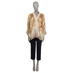 ETRO beige silk FLORAL KIMONO WRAP Blouse Shirt 42 M