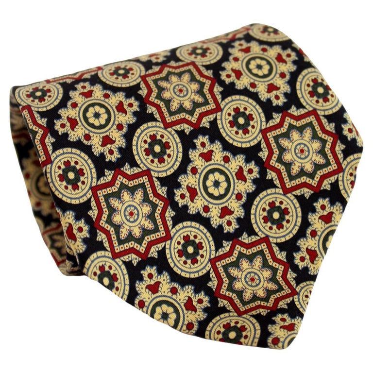 Etro Beige Silk Floral Vintage Tie 90s For Sale at 1stDibs