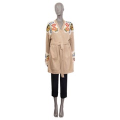 ETRO beige silk linen 2021 FLORAL EMBROIDERED BELTED Cardigan Knit Jacket 46 XXL