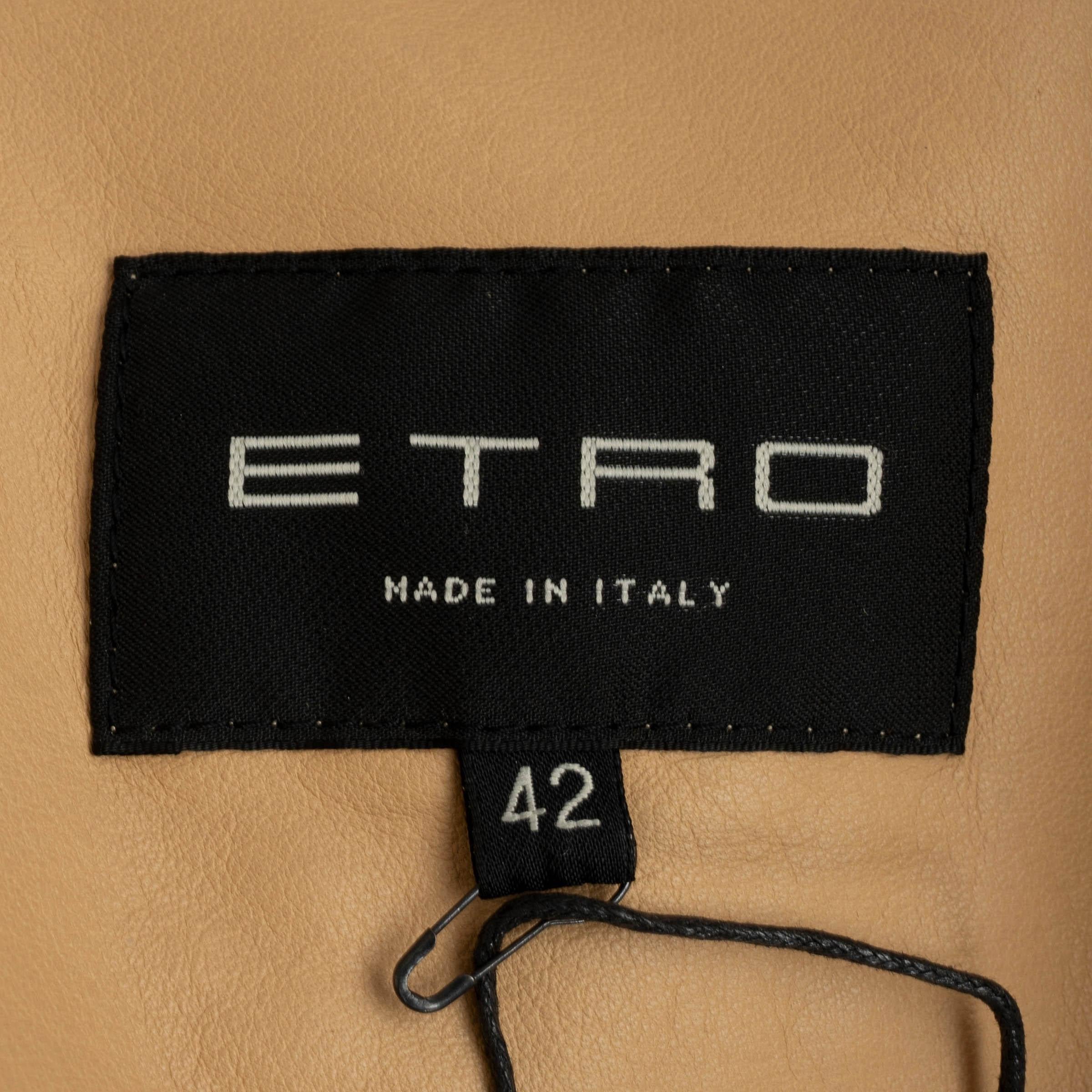 ETRO beige suede BEAD EMBELLISHED Coat Jacket 42 M For Sale 2
