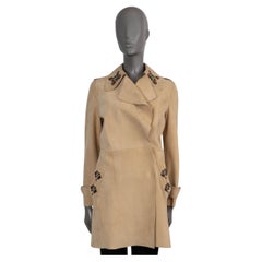 ETRO, giacca scamosciata beige con perline e ornamenti, 42 M.