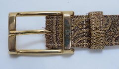 Cinturón ETRO en lona jacquard Paisley icónica y hebilla ETRO de latón dorado