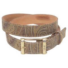 Cinturón ETRO en lona jacquard Paisley icónica y hebilla ETRO de latón dorado