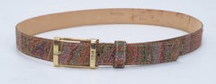 Cinturón ETRO en Lienzo Jacquard Paisley Icónico Multicolor con Hebilla Dorada