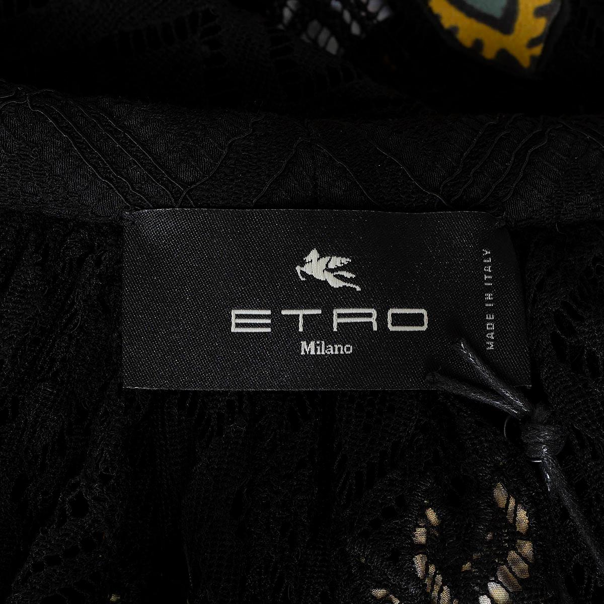 ETRO black 2023 EMBROIDERED LACE HOODED Cape Jacket 42 M For Sale 1