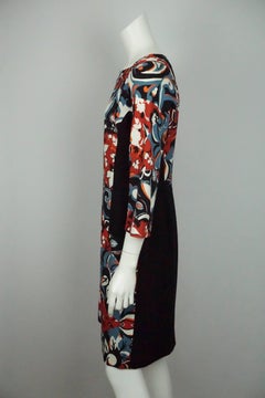 Etro Black And Multi Floral Silk Print Three Quarter Sleeve Dress