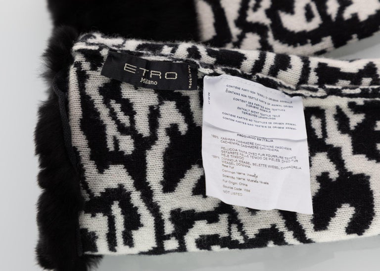 Etro Black and White Cashmere Fur Arm Warmers / Gloves For Sale at ...