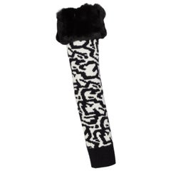 Used Etro Black and White Cashmere Fur Arm Warmers / Gloves
