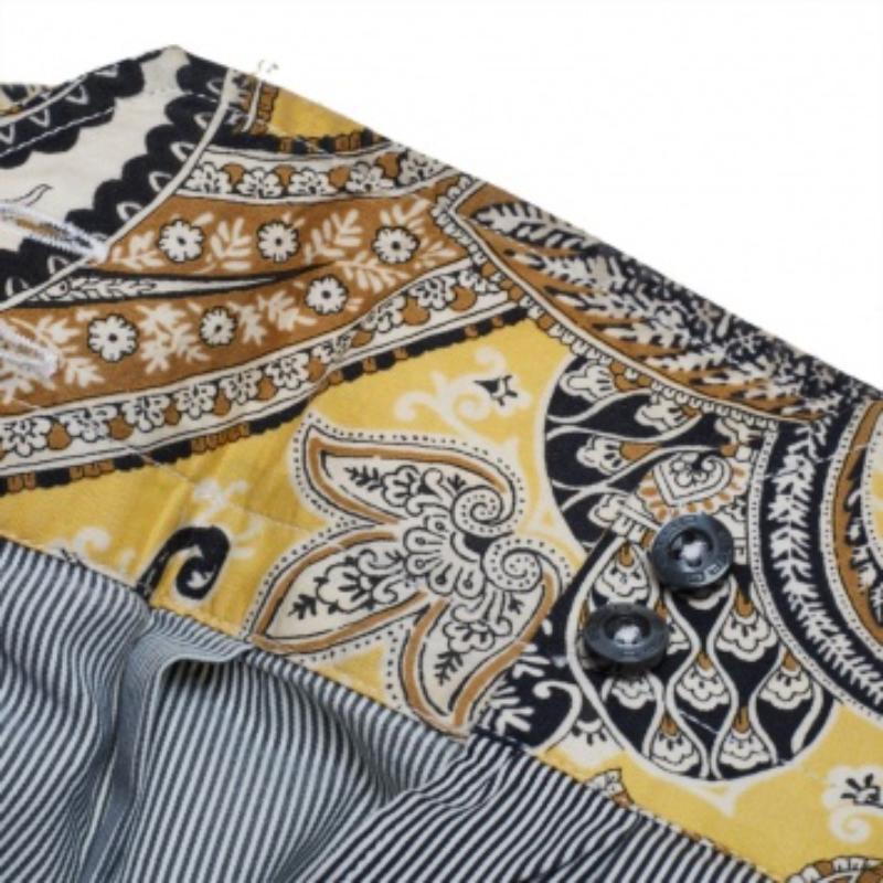 Gray Etro Black and White Cotton Stripe Body with Paisley Print Shirt L For Sale