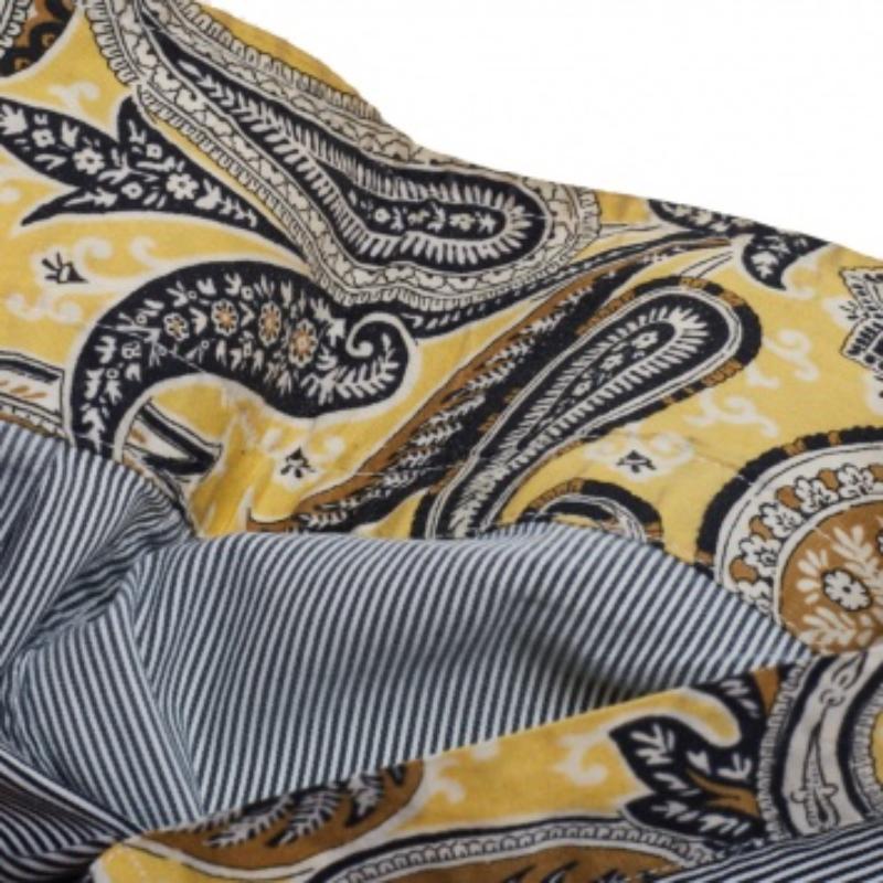 Women's Etro Black and White Cotton Stripe Body with Paisley Print Shirt L For Sale