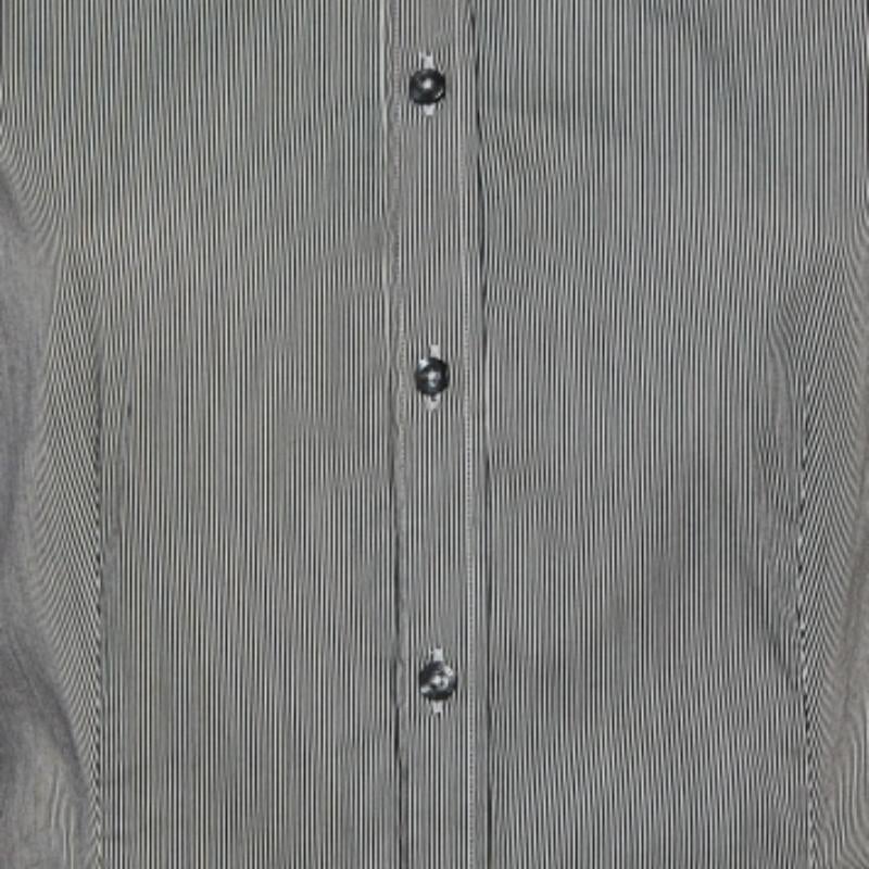Etro Black and White Cotton Stripe Body with Paisley Print Shirt L For Sale 1