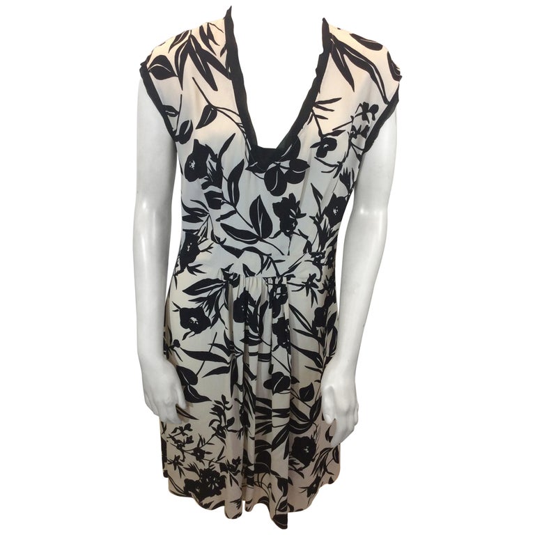 Etro Black and White Floral Print Dress For Sale at 1stDibs
