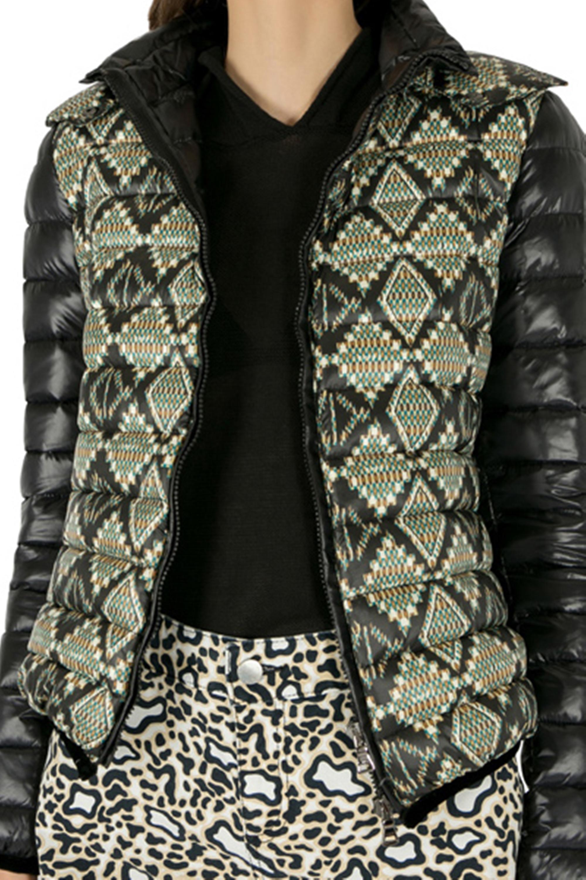 Etro Black Aztec Print Detachable Hood Detail Puffer Jacket M 1