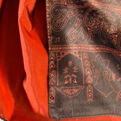 ETRO Black Burgundy Paisley Silk Reversible Scarf