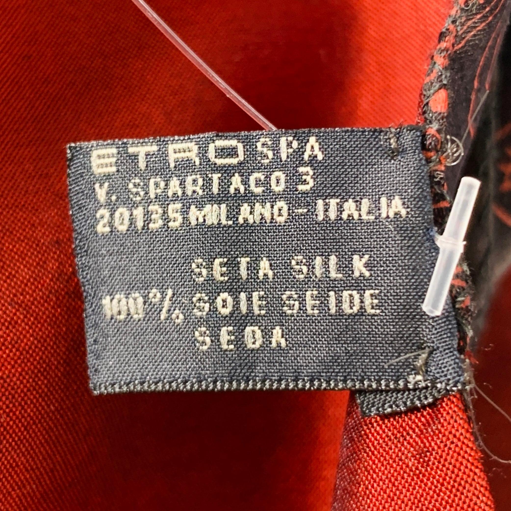 Red ETRO Black Burgundy Paisley Silk Reversible Scarf