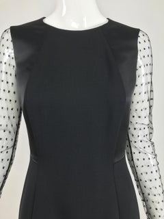 Etro Black Cocktail Dress with Dotted Tulle Sleeves and Satin Hem