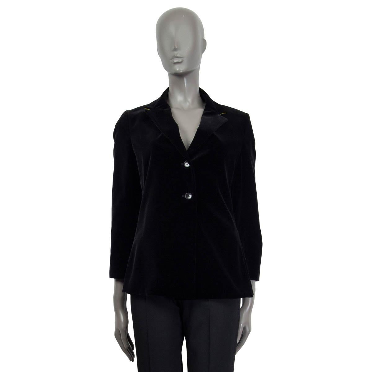 ETRO black cotton VELVET SINGLE BREASTED Blazer Jacket 44 L For Sale