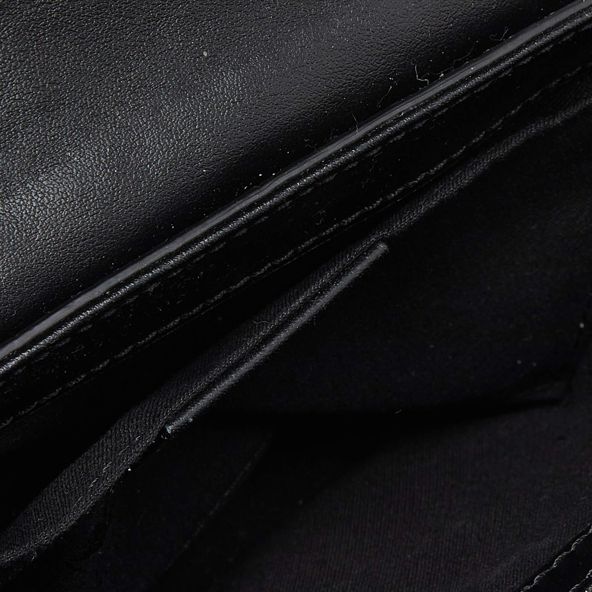 Etro Black Croc Embossed Leather Flap Shoulder Bag For Sale 3