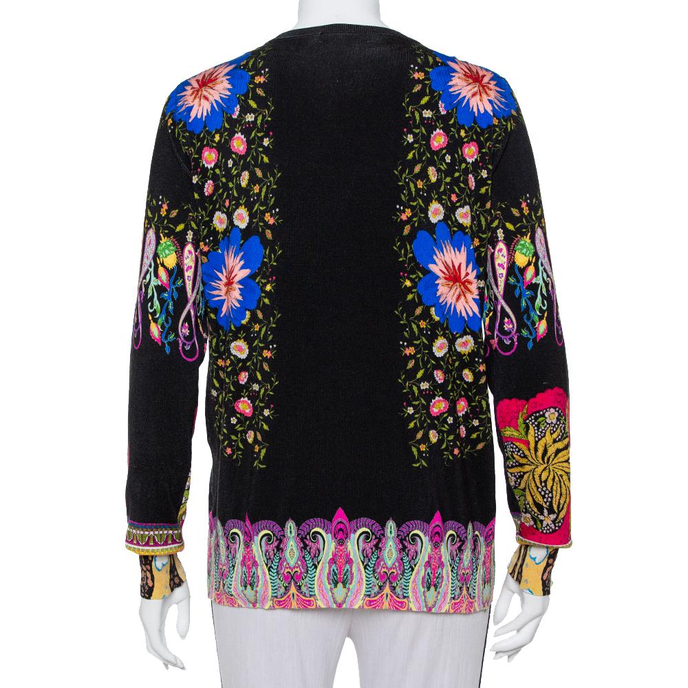 Etro Black Dreamtime Paisley Printed Silk Knit Tank Top & Button Front Cardigan  In Good Condition In Dubai, Al Qouz 2