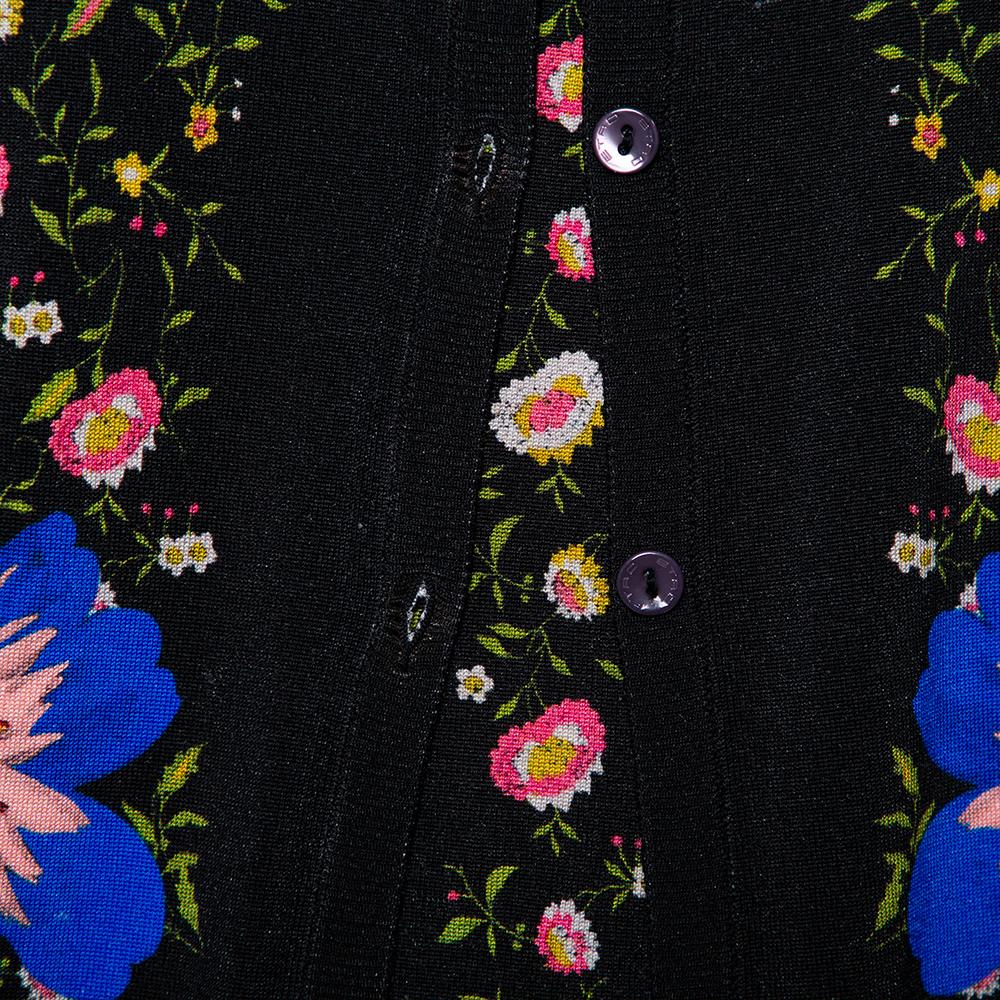 Etro Black Dreamtime Paisley Printed Silk Knit Tank Top & Button Front Cardigan  1