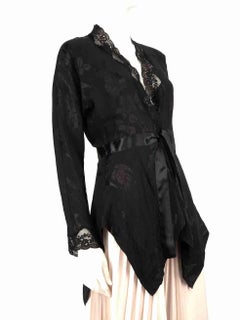 Etro Black Floral Jacquard Lace Trim Cardigan Size XS